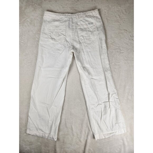 Calvin Klein Pants Women 10 Linen White Pockets Beach Vacation Coastal Lagenlook - Picture 9 of 16